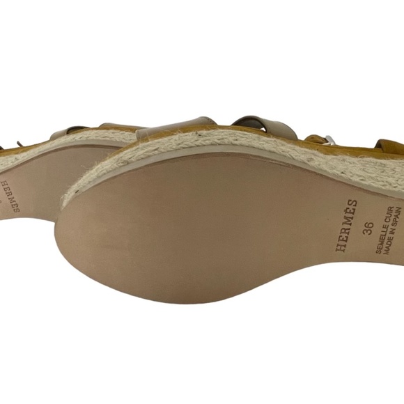 Hermes Tan and Cream Espadrille Wedges - Picture 3 of 4
